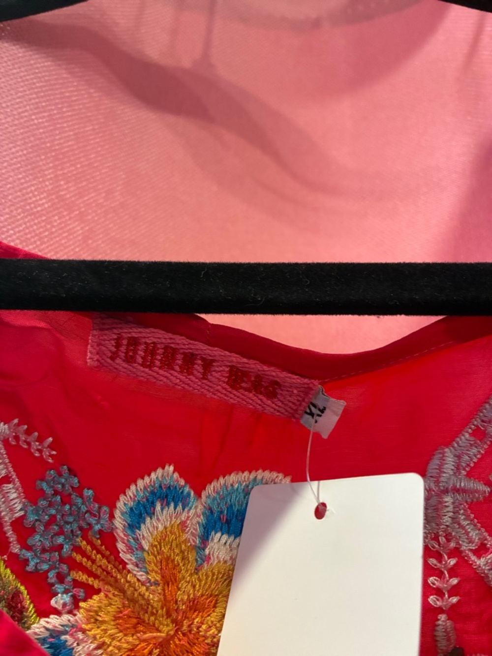 Johnny Was Red Embroidered V-Neck Tunic- size XL - Picture 4 of 4